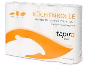 Haushaltrolle Tapira Plus, hochweiss 2-lagig, 62 Blatt, 26x22 cm