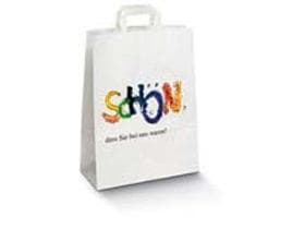 Papiertragetaschen Kraft weiss 80 gm2, "Schön, dass..." 320 x 140 x 420 mm,