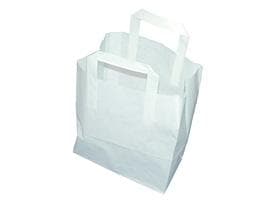 Papiertragetaschen Kraft weiss 70 gm2, unbedruckt, 180 x 80 x 220 mm, mit