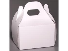 Patisserieschachtel mit Henkel weiss, 14 x 10 x 9 cm, innen beschichtet