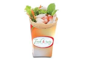 Wrap Cup aus Karton, mit Standarddruck "Fresh & Tasty", 100 x 46 x 105 mm