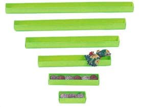 Klarsichtstange limettengrün, uni, für 3 Pralinen (30x30x90 mm),