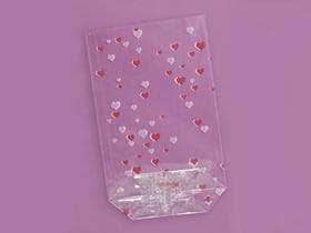 Kreuzbodenbeutel OPP 30 my, transparent 145 x 235 mm, Druck 2-farbig rot