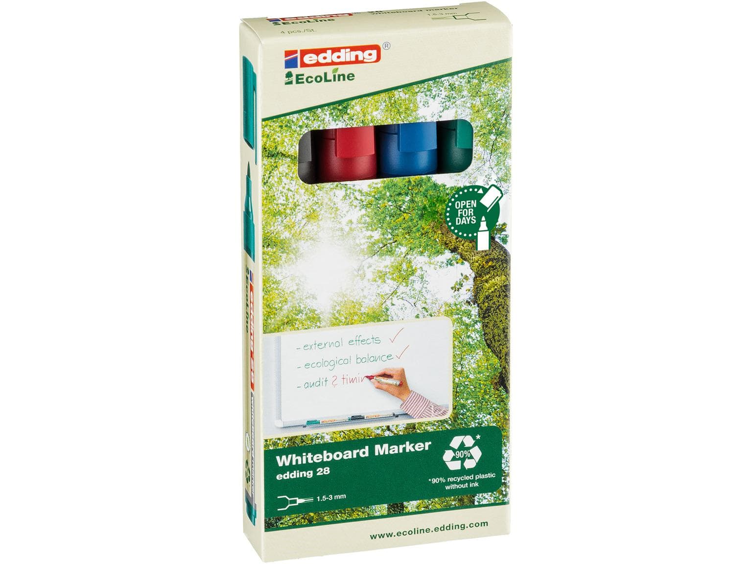 edding Boardmarker 28 E-4 EcoLine Rundspitze 1,5-3 mm, umweltfreundlich