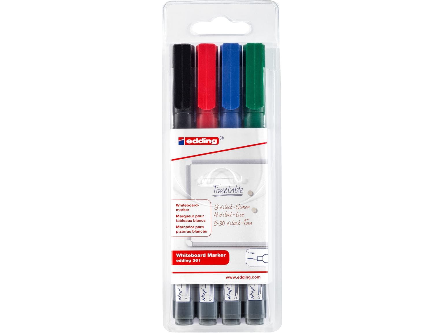 edding Boardmarker 361 E-4 Rundspitze 1 mm, feiner Whiteboardmarker