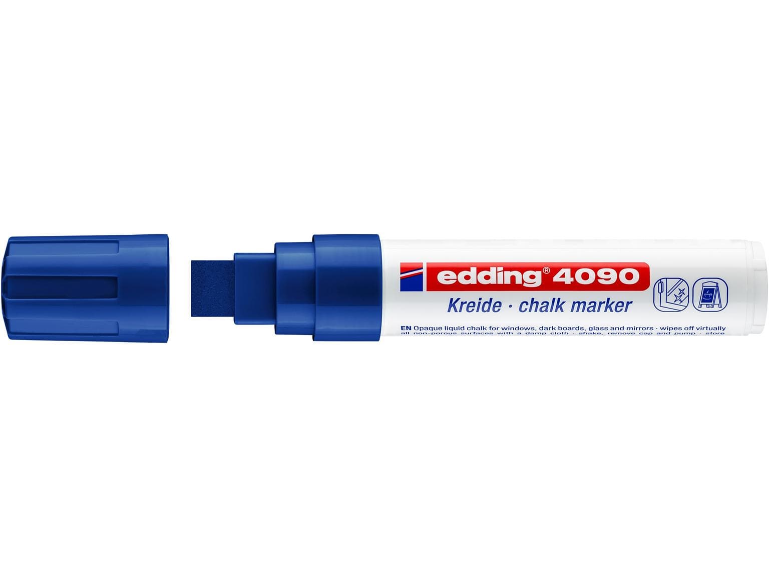 edding Kreidemarker 4090 blau Keilspitze 4-15mm, nicht-permanent