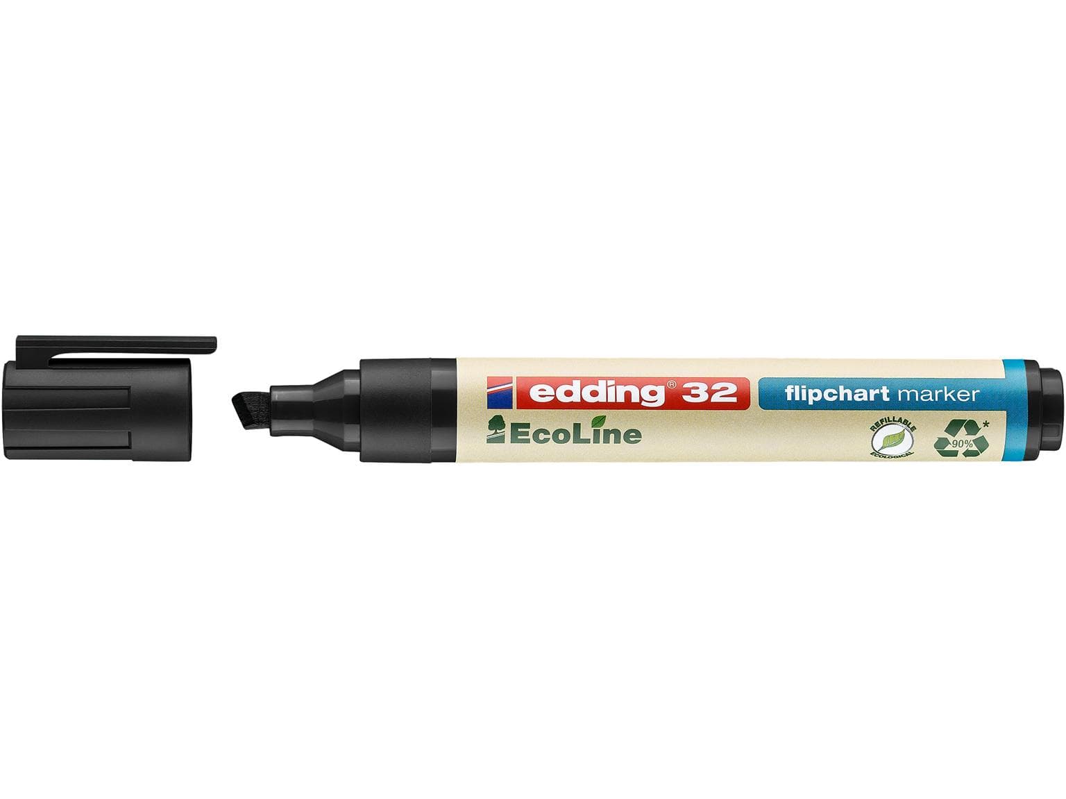 edding Flipchartmarker 32 EcoLine schwarz, Keilspitze 1-5mm, umweltlieb