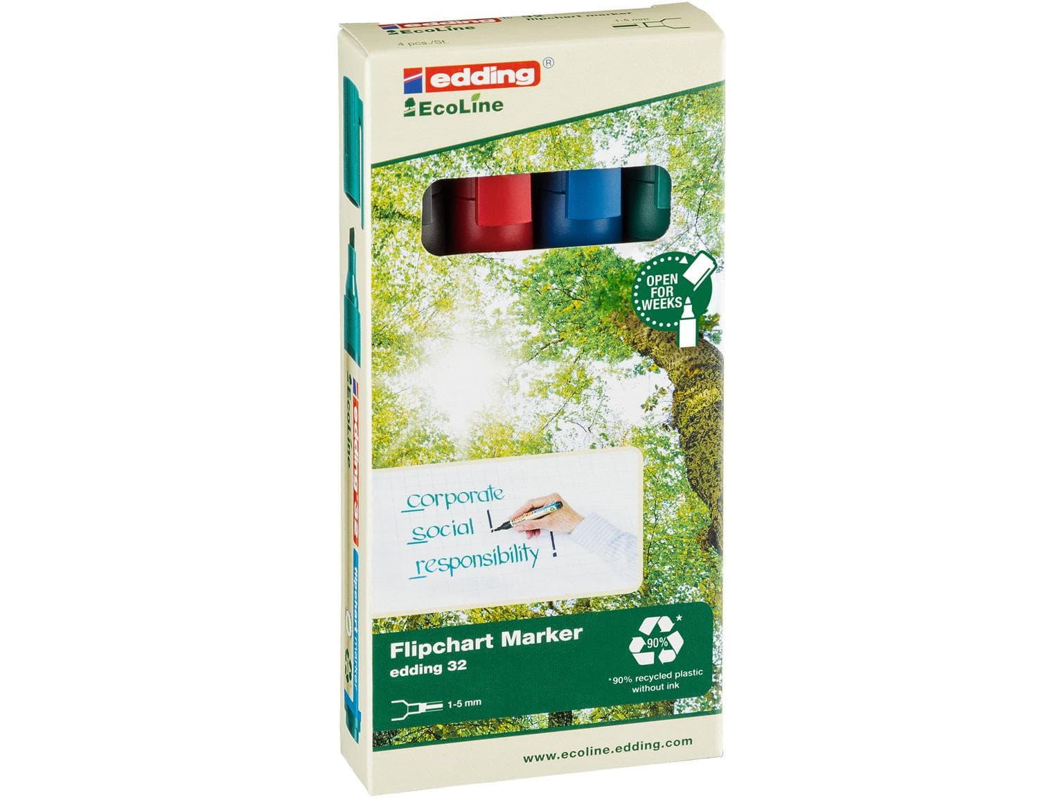 edding Flipchartmarker 32 E-4 EcoLine Keilspitze 1-5mm, umweltfreundlich