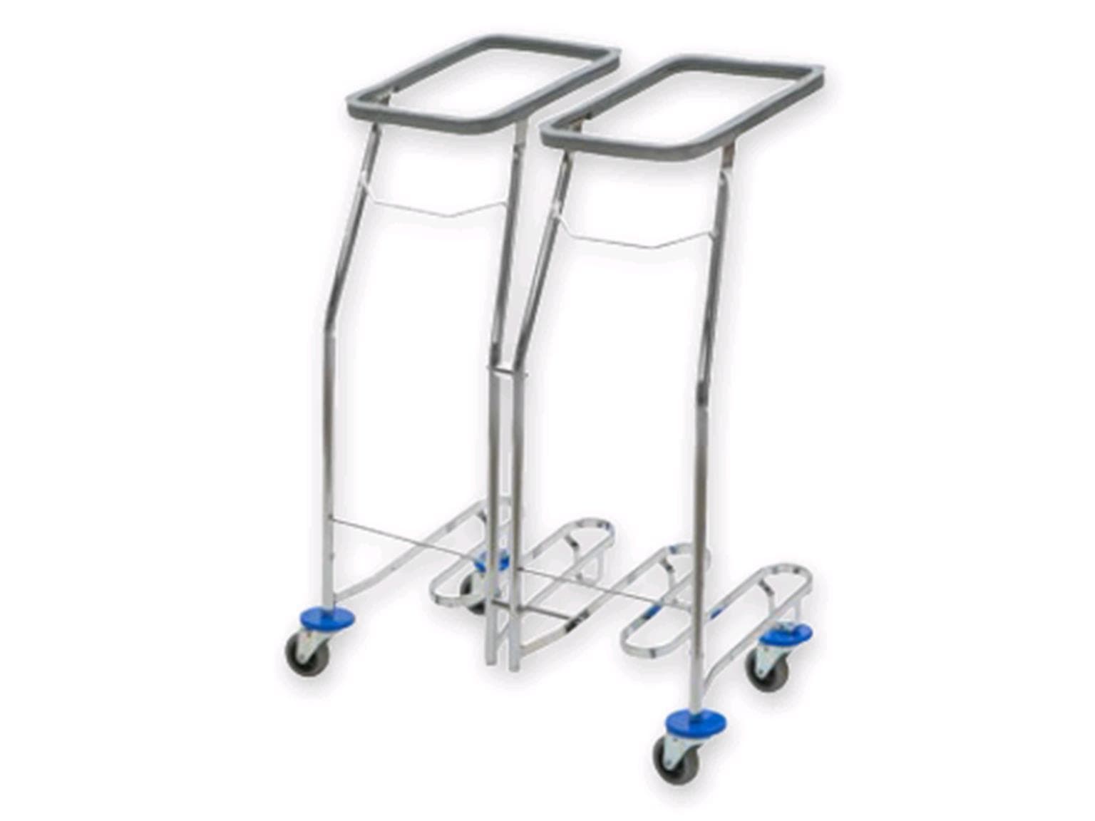 Meditrans Wäschesammler, zweifach, verchromt, ohne Wäschesack, ohne Deckel,