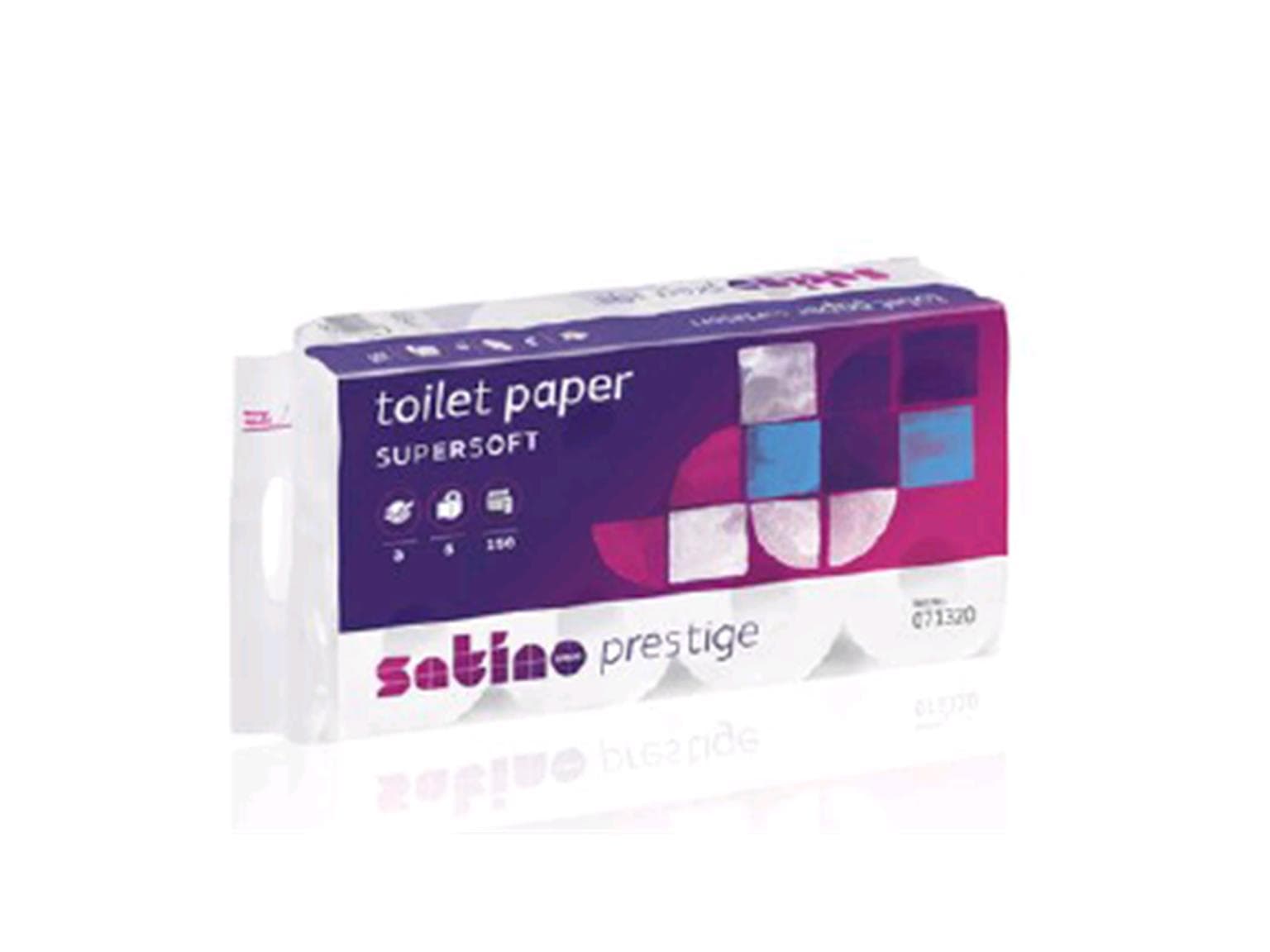 WC-Papier Satino prestige, 3-lagig, hochweiss, 250 Blatt (9.4 x 12 cm), FSC