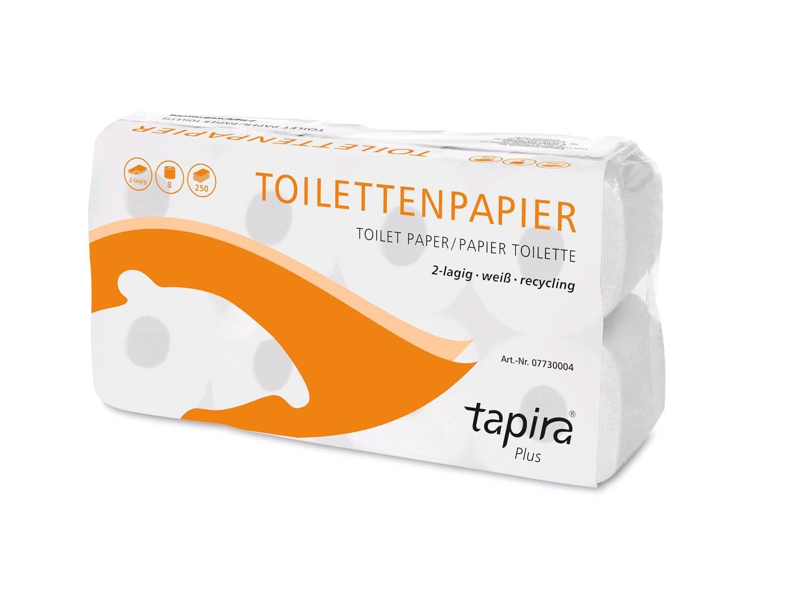 WC-Papier TAPIRA Plus, 100% Recycling 2-lagig, weiss, 250 Blatt (9.5 x 11 cm)