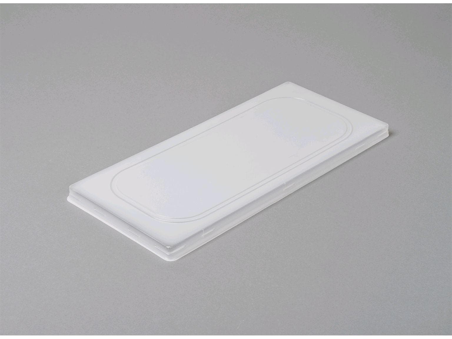 Behälterdeckel für Eiscrème aus PVC, transp, 370 x 175 mm, Höhe 10 mm