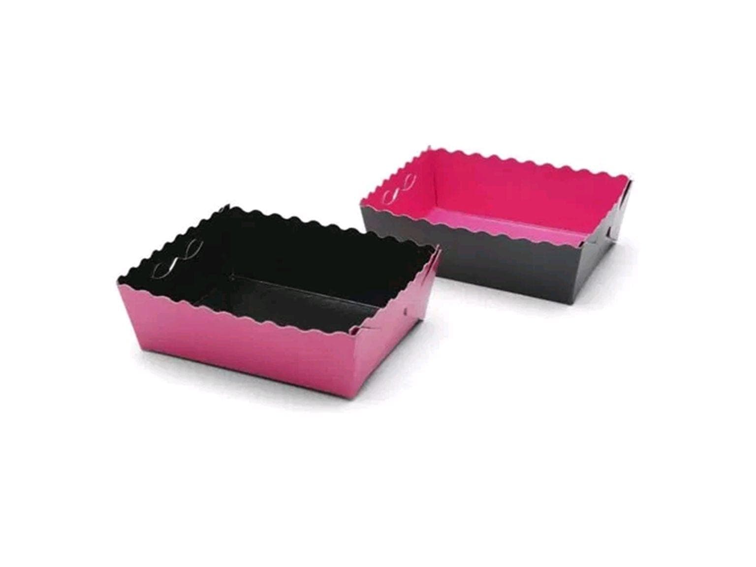 Dessert-Box, 100x75x35 mm, pink / schwarz, flach geliefert