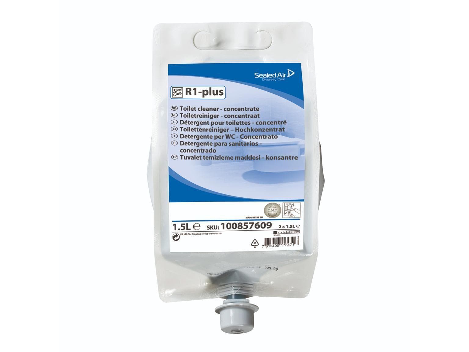 Toiletten-Unterhaltsreiniger TASKI RoomCare R1-plus, 2 x 1.5L Flasche