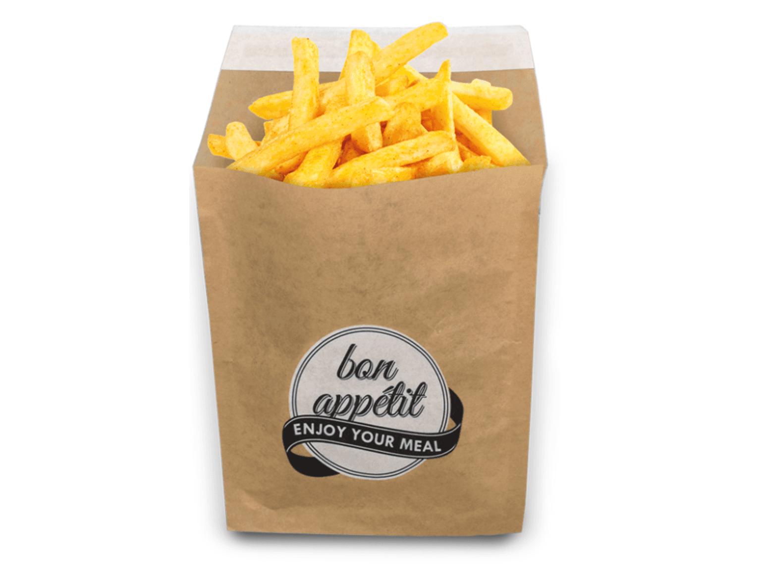 Pommesbeutel aus braunem Pergamentersatz 154/121 x 160mm, braun, verschliessbar,