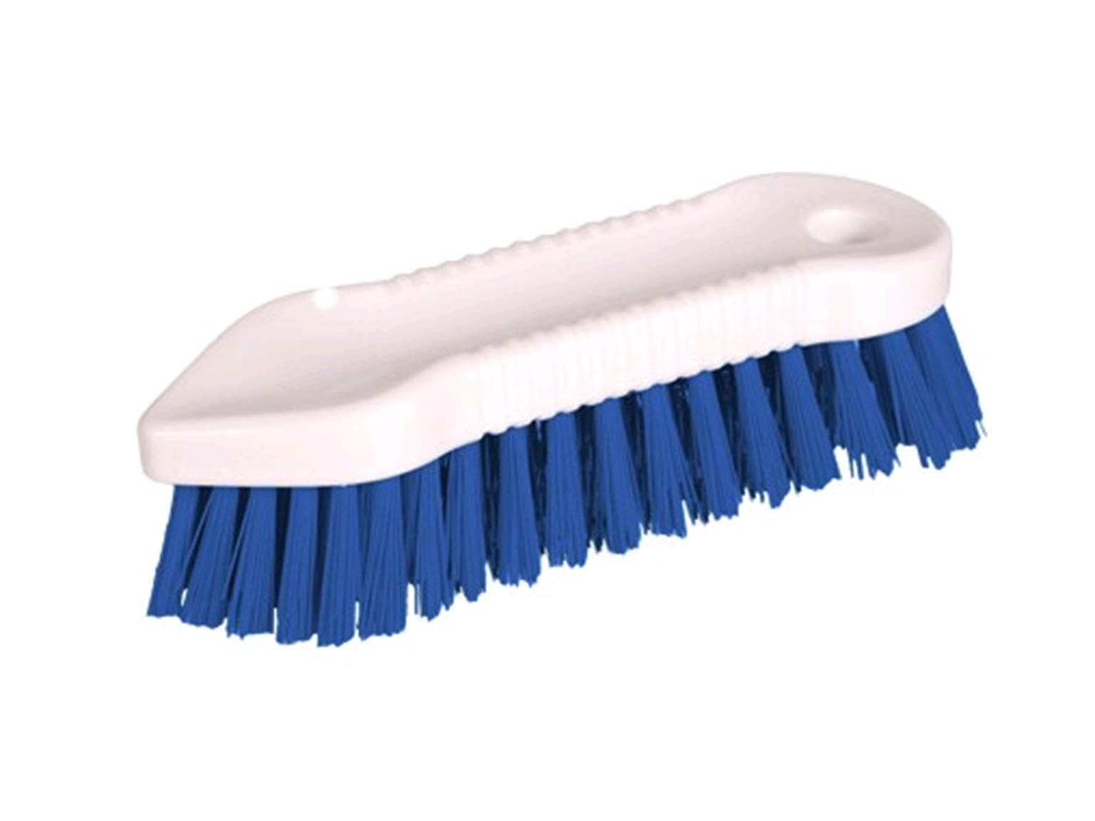 Fegbürste "Spitzrund", Totallänge: 18 cm Körper: PP weiss, Besatz: PES PBT blau