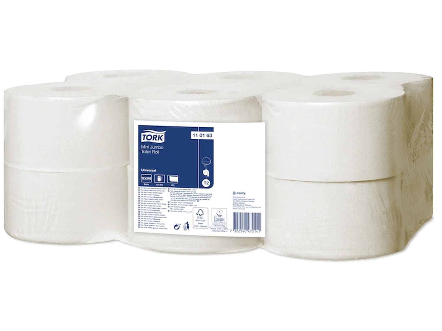 WC-Papier Tork Mini, Universal, weiss (T2), 1-lagig, 1200 Coupons (9.4x20 cm),