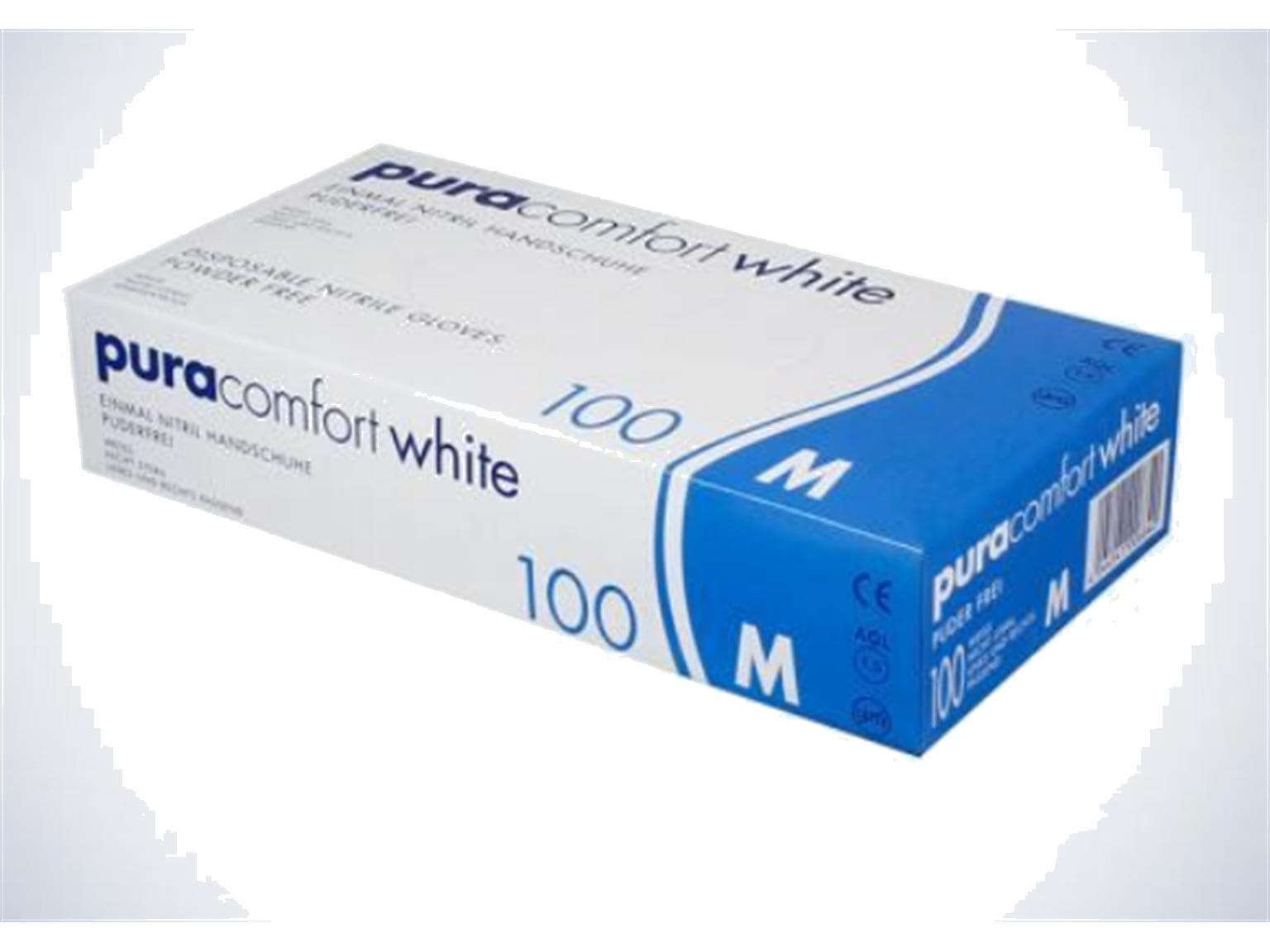 Handschuhe Nitril "Pura Comfort" Grösse L, weiss, puderfrei, unsteril
