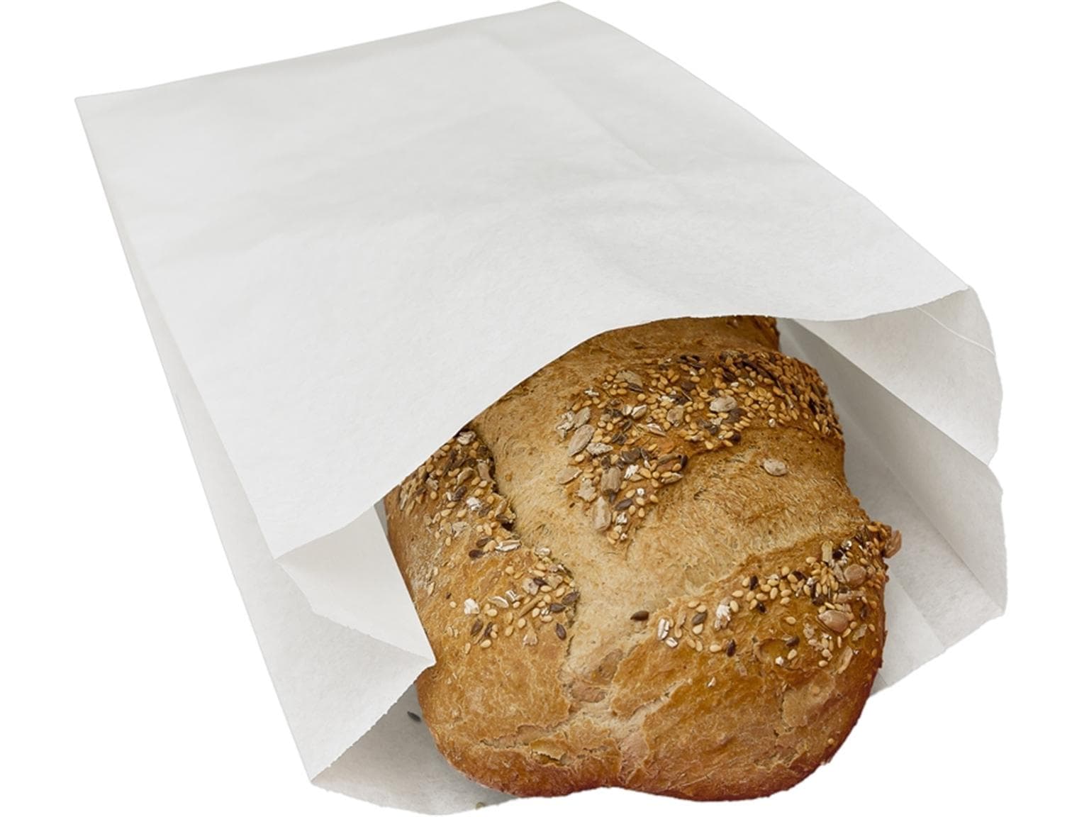 Brotbeutel 0.5 kg lang, 16 x 6 x 36 cm, gebl. Kraft 35 gm2, weiss, unbedruckt