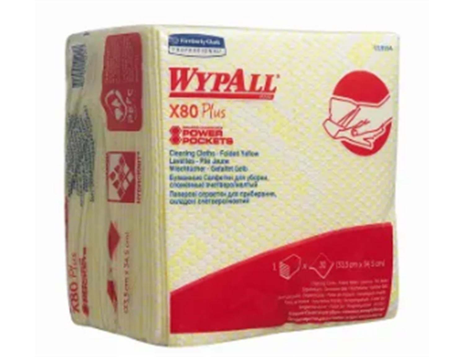 Plus Putztücher Wypall X80, gelb 35 x 34 cm, viertelfalz, 1-lagig