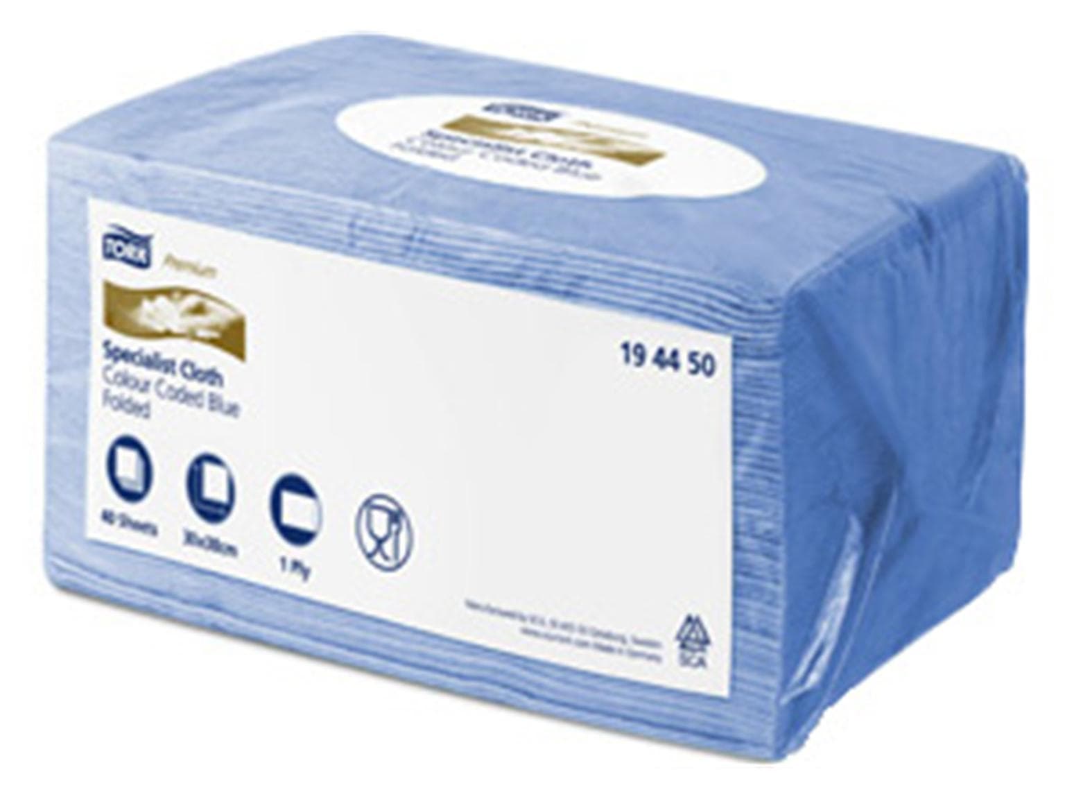 Spezial-Reinigungstuch Tork Premium, Vliesstoff blau, 1-lagig, 38 x 30 cm,