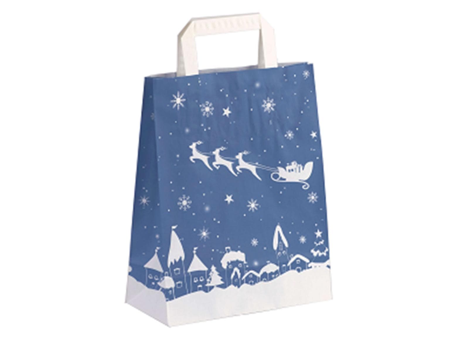 Papiertragetaschen Kraft weiss 70 gm2, "Schlitten" 220 x 105 x 280 mm,