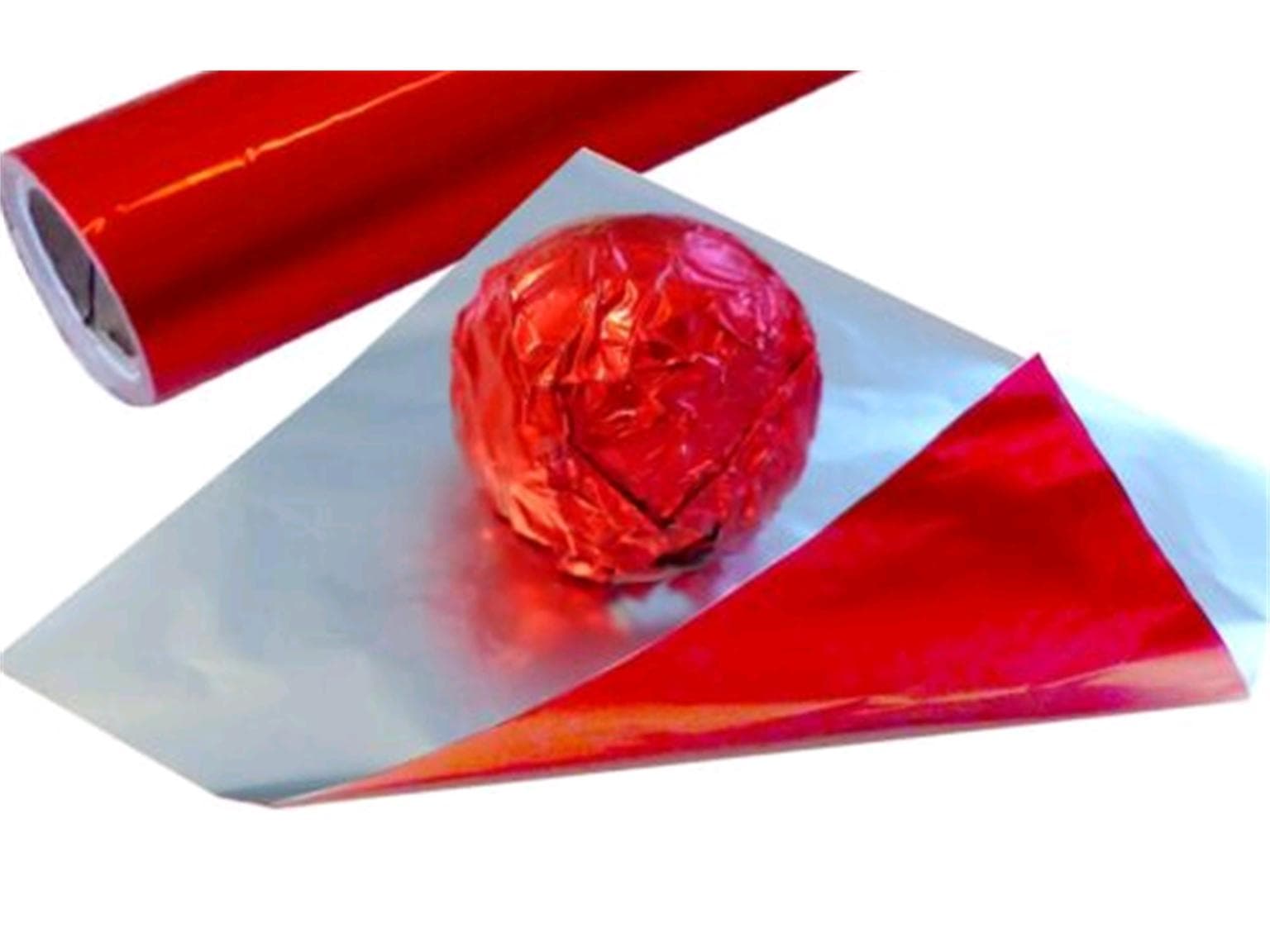 Aluminiumfolie 15 my, silber/rot 140 x 120 mm, weich, glatt