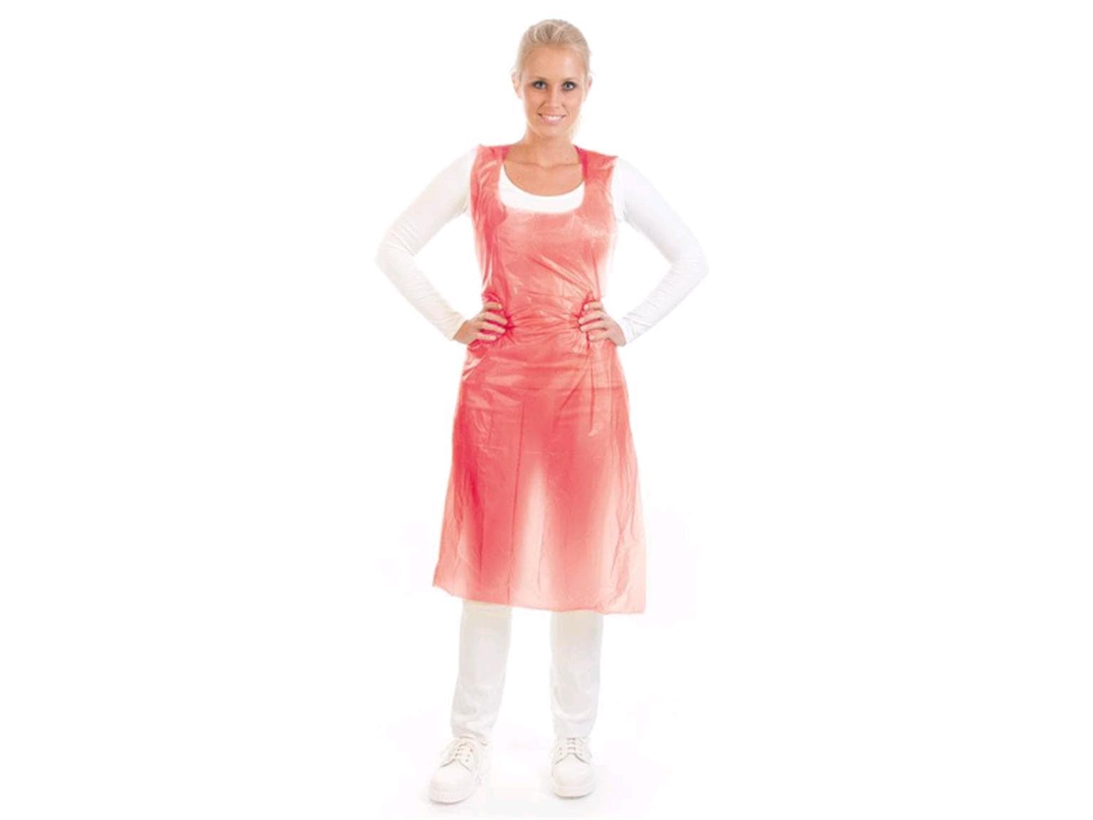 LDPE-Schürzen, 125 x 70 cm, rot wasserabweisend, elastisch, 35 my