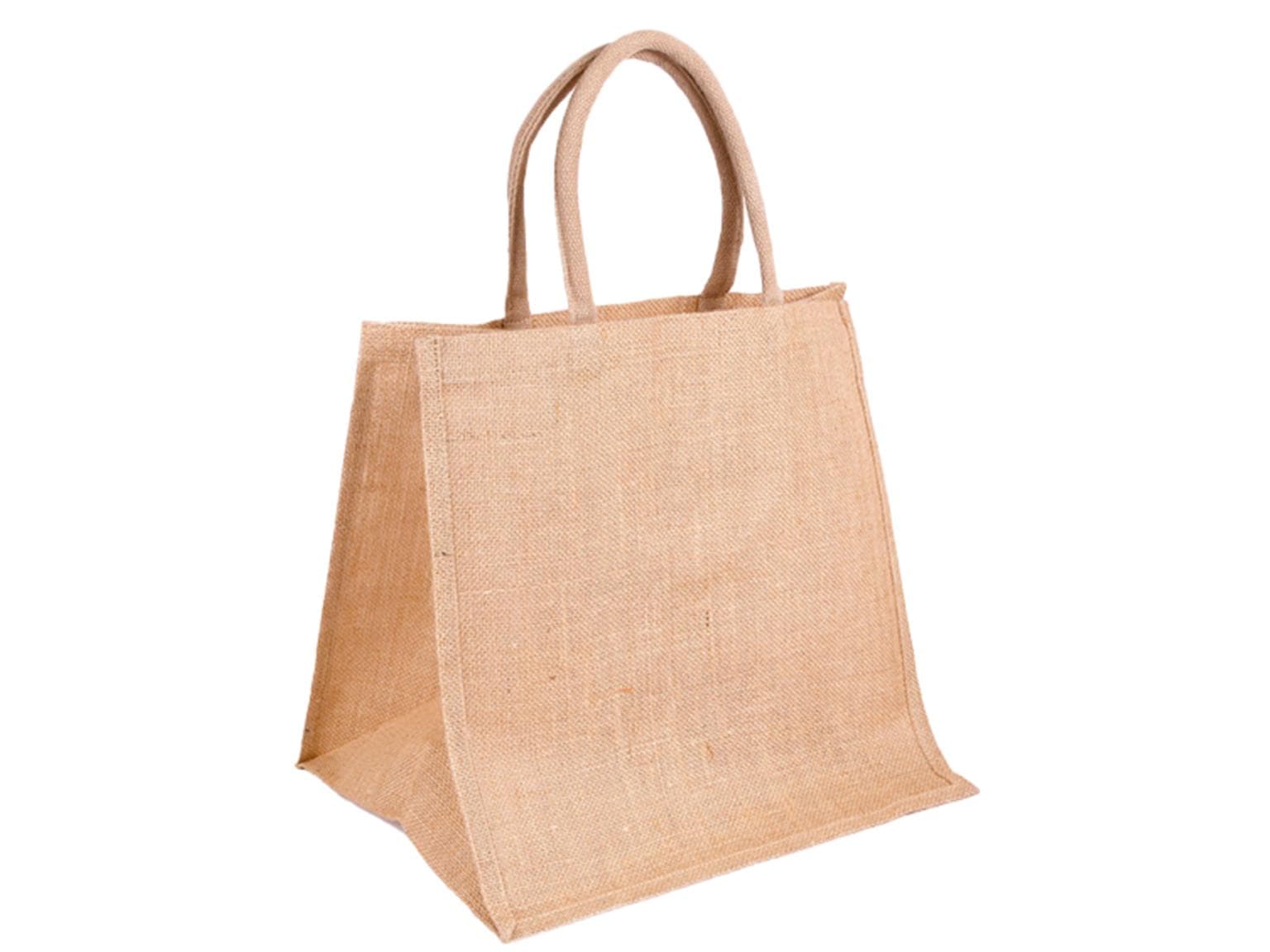 Tragetasche aus Jute naturbraun, 38 + 33 x 38 cm, mehrfach verwendbar,