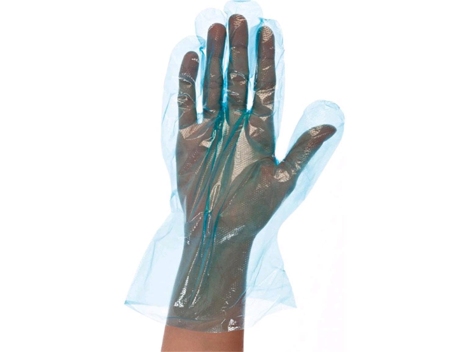 Einweghandschuhe "Herren" aus PE-Folie, blau, geprägt