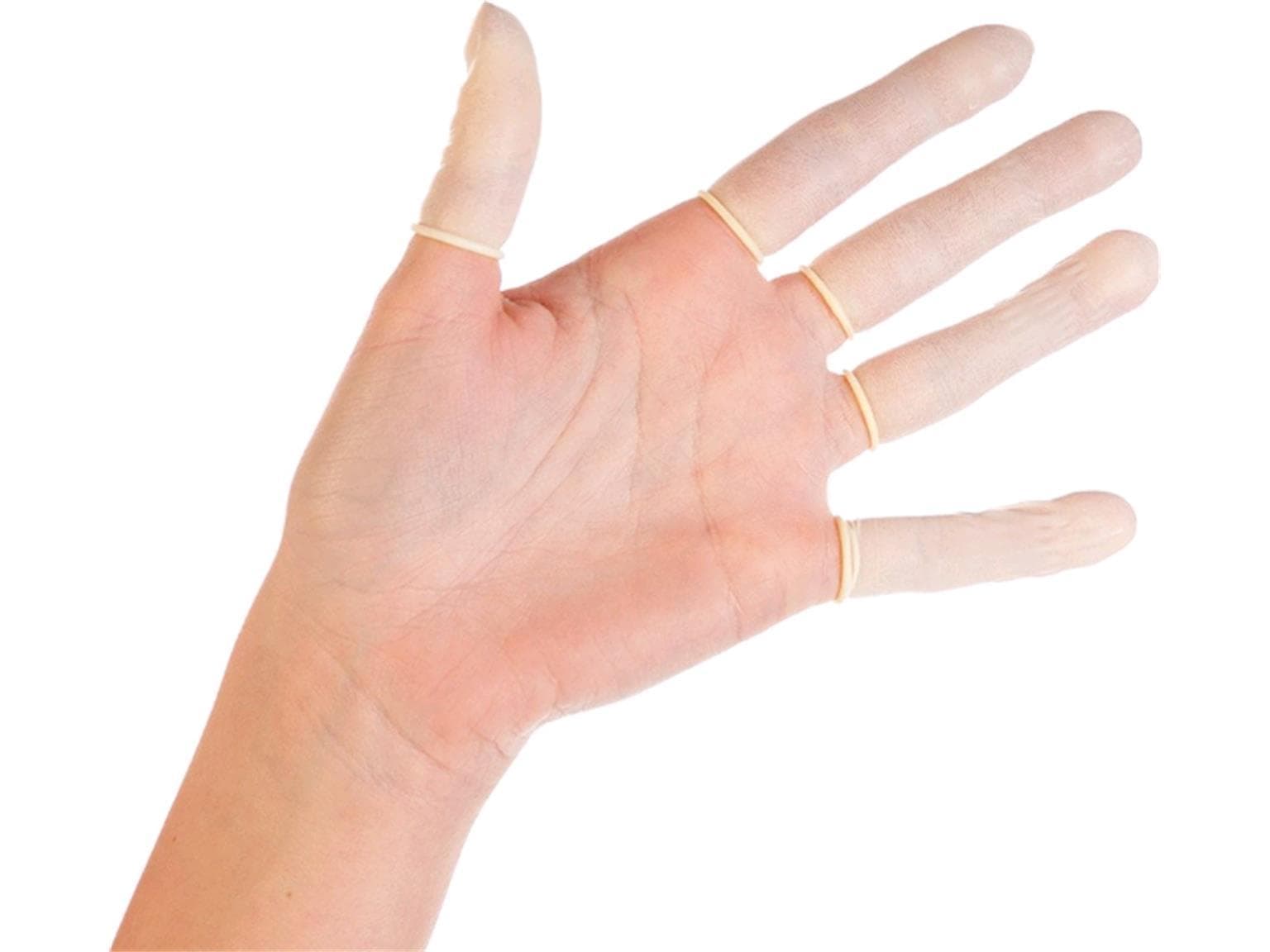 Fingerlinge aus Latex, puderfrei Grösse L, weiss