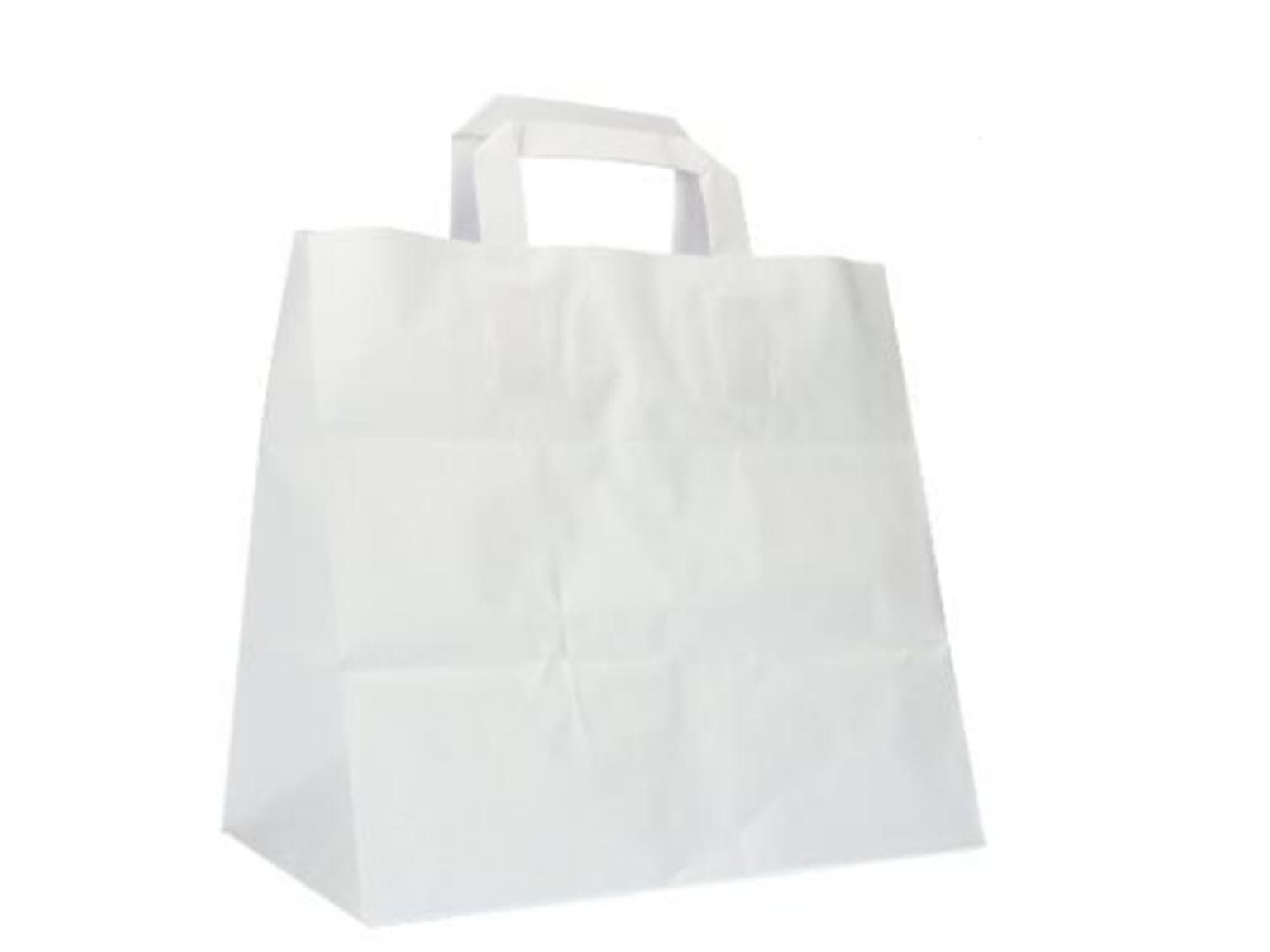 Papiertragetaschen weiss 70 gm2 unbedruckt, 260 x 175 x 245 mm, mit