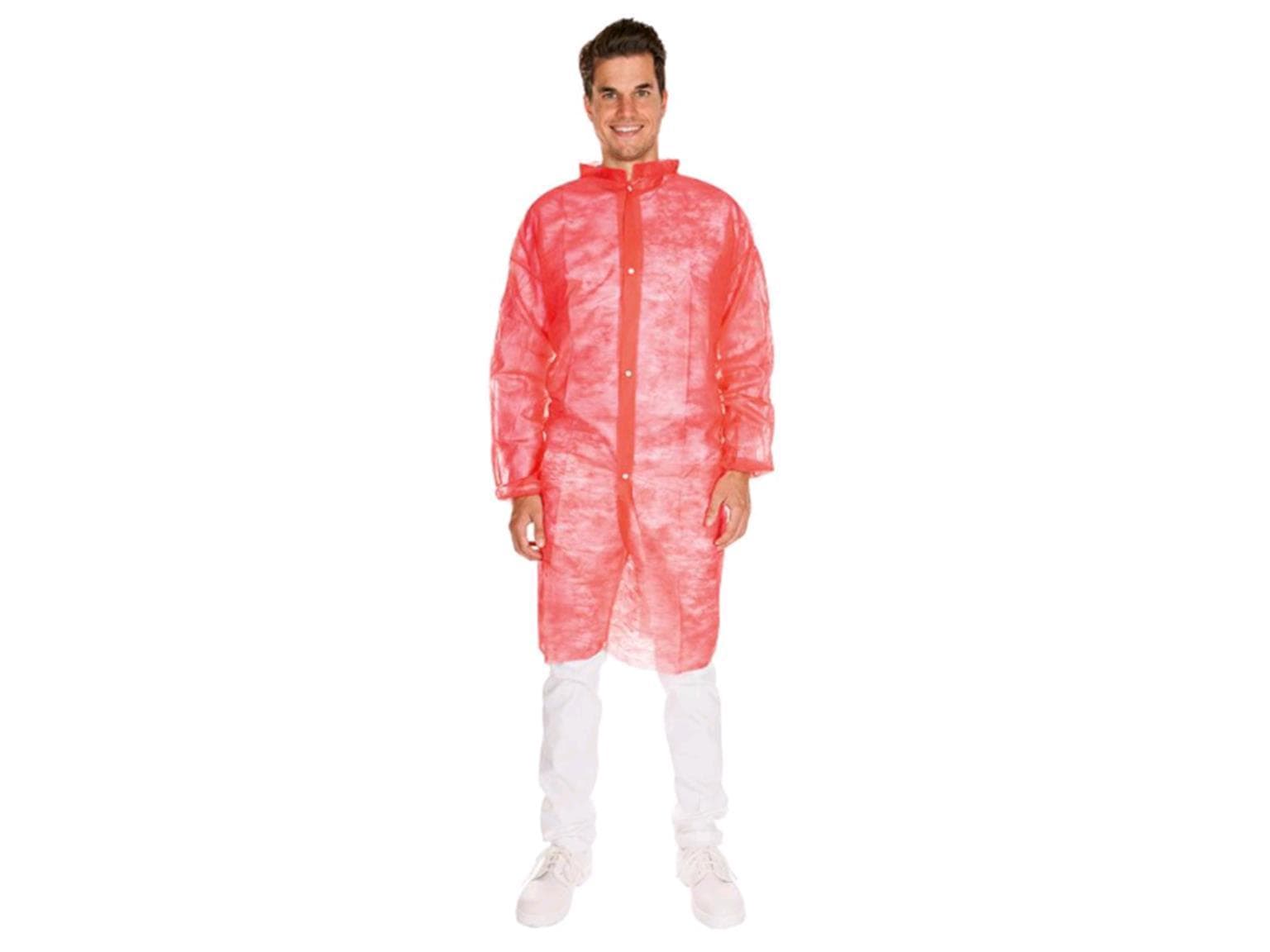 Besucherkittel PP-Vlies 30gm2,Grösse XL rot, 110 cm lang, luftdurchlässig