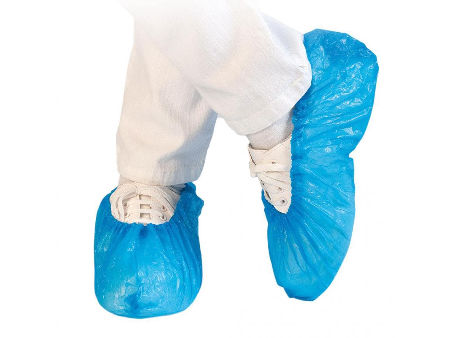 Überschuhe aus Polyethylen (CPE) 40 my blau, Einheitsgrösse Länge 41 cm,