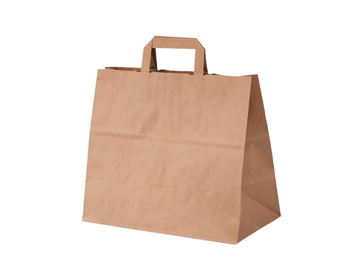 Papiertragetaschen Konditorei, braun 100 gm², 260 + 180 x 260 mm, mit