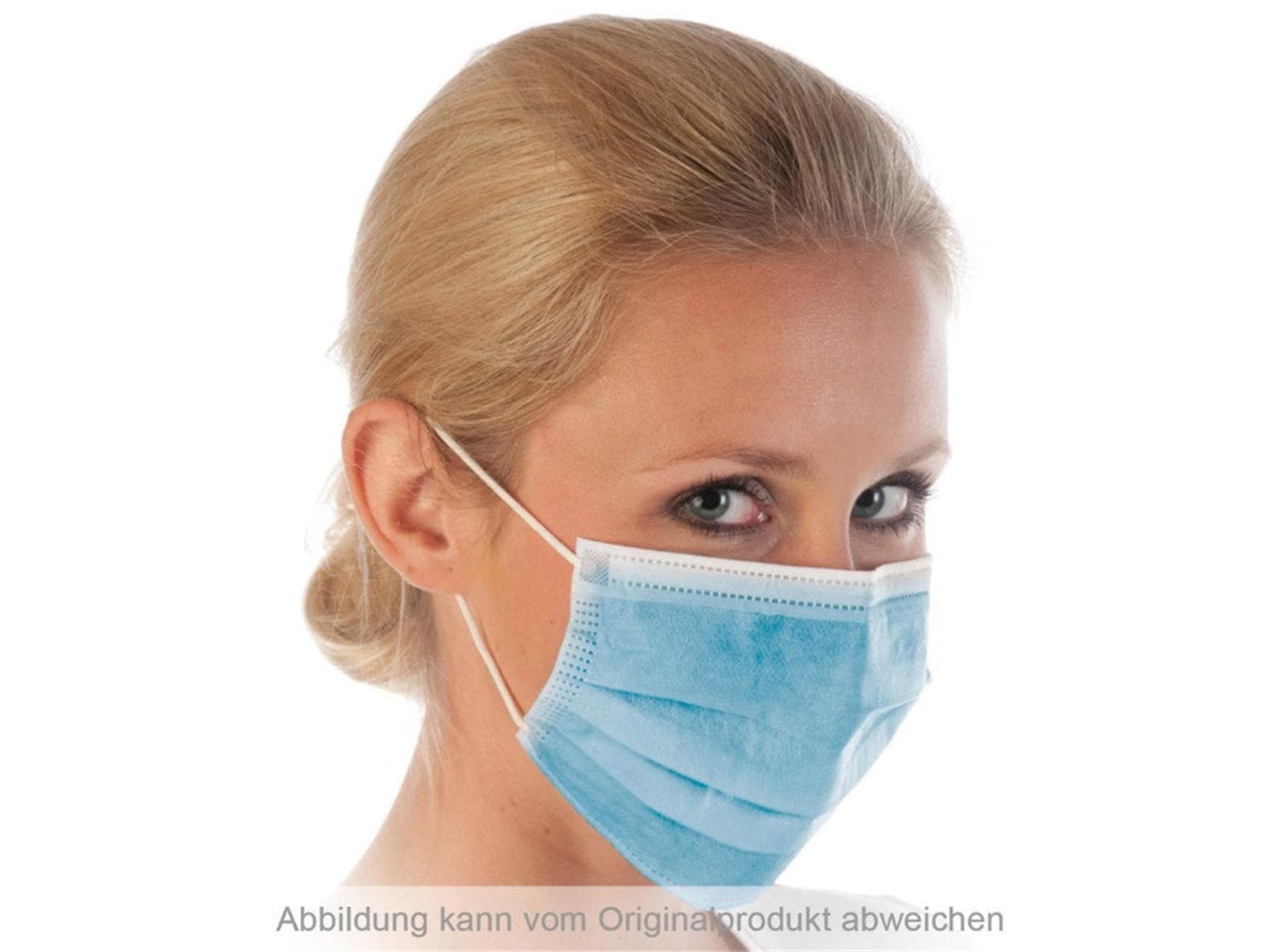 Mundschutz mit Gummibänder, PP-Vlies, Typ II , 3-lagig, gelb, mit Nasenbügel,