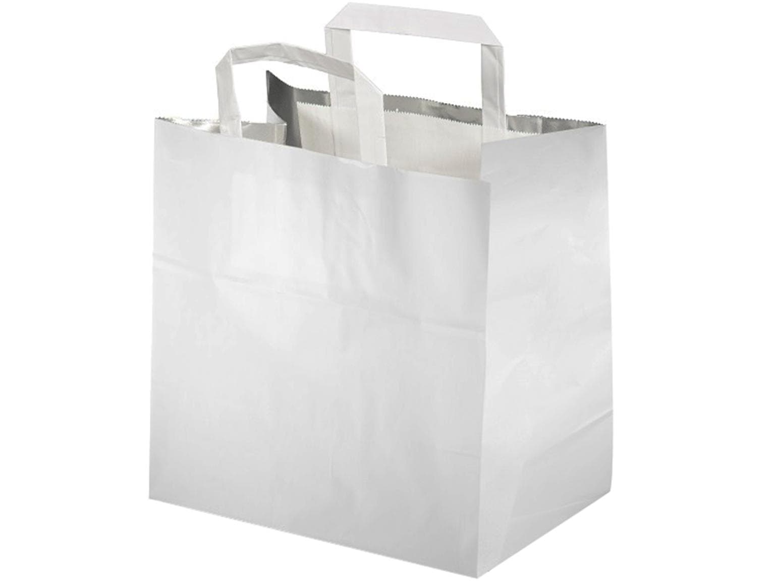 Tiefkühltragetasche aus weissem Kraftpapier 90 gm2, 26 + 18 x 26 cm