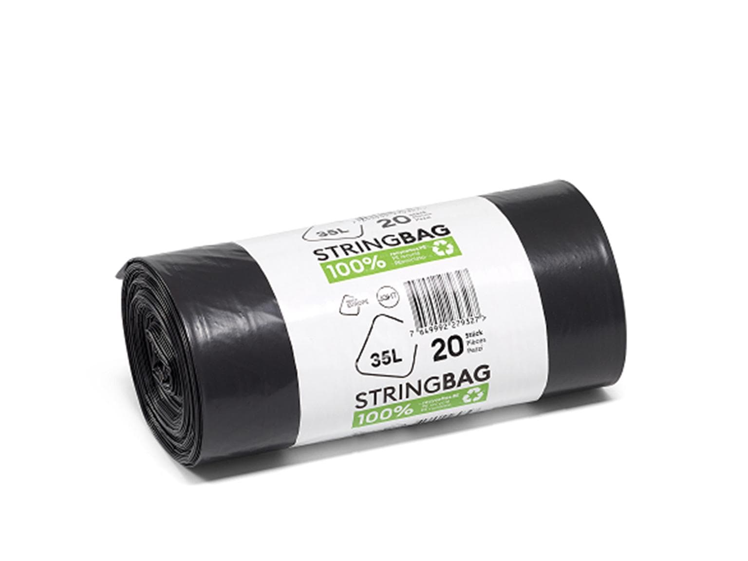 Abfallsäcke Budget 35Lt, Recycling 300/270 x 700 mm, mit Verschlussband