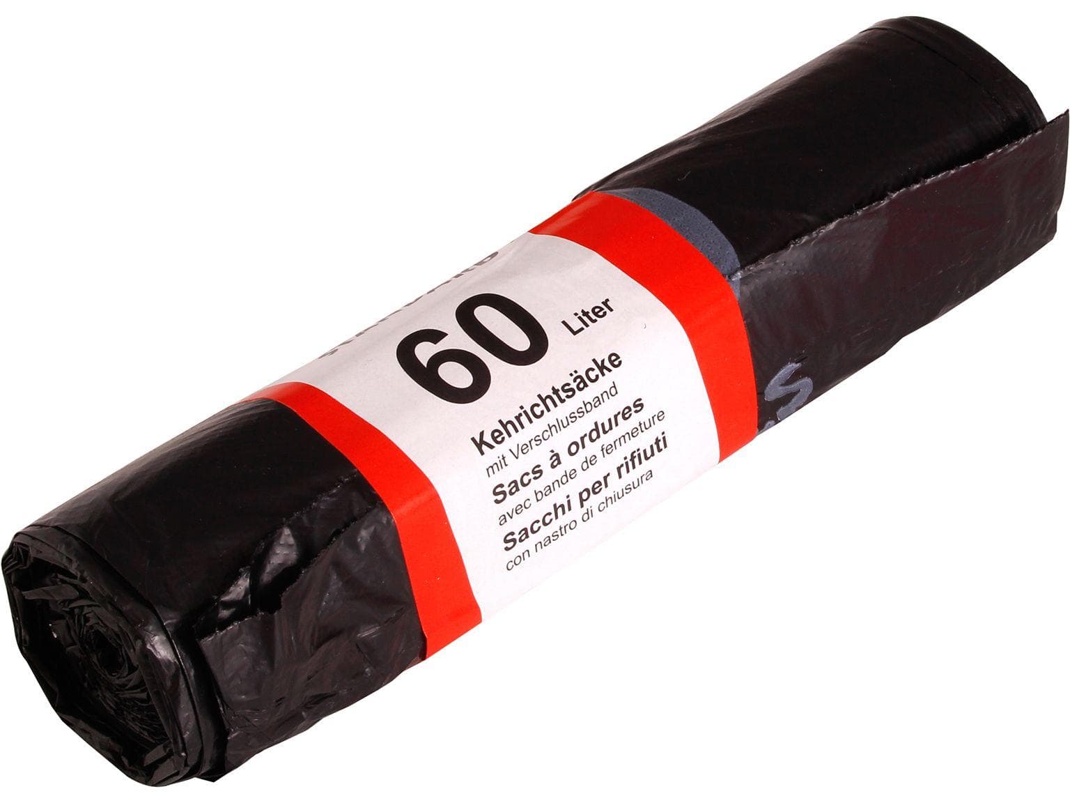 Abfallsäcke Budget 60Lt schwarz neutral 385/170 x 980 mm, mit Verschlussband