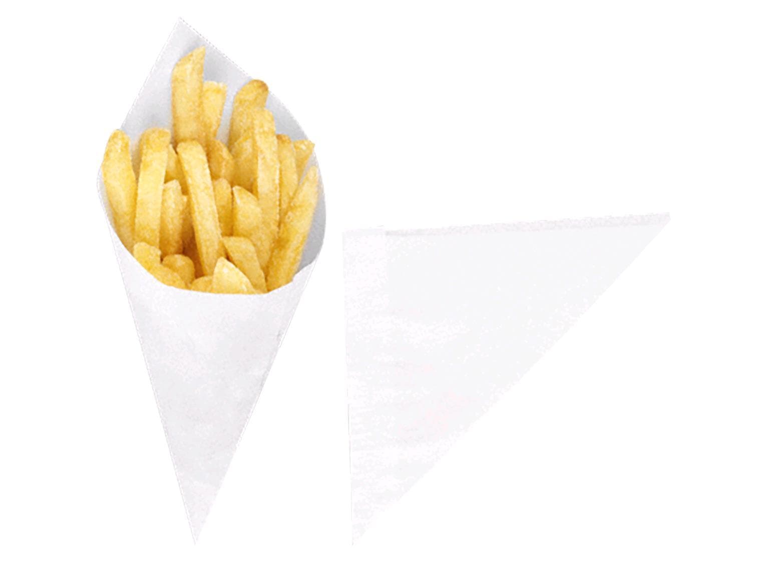 Pommes-Spitztüte, weiss, unbedruckt, Pergamentersatz 40gm2, 100 g, 17cm