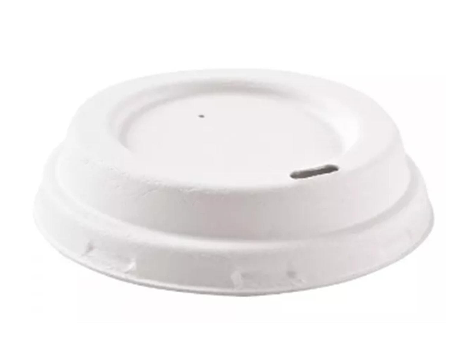 Deckel für Kaffeebecher, aus Bagasse, mit Trinköffnung, weiss, Ø 80 mm,