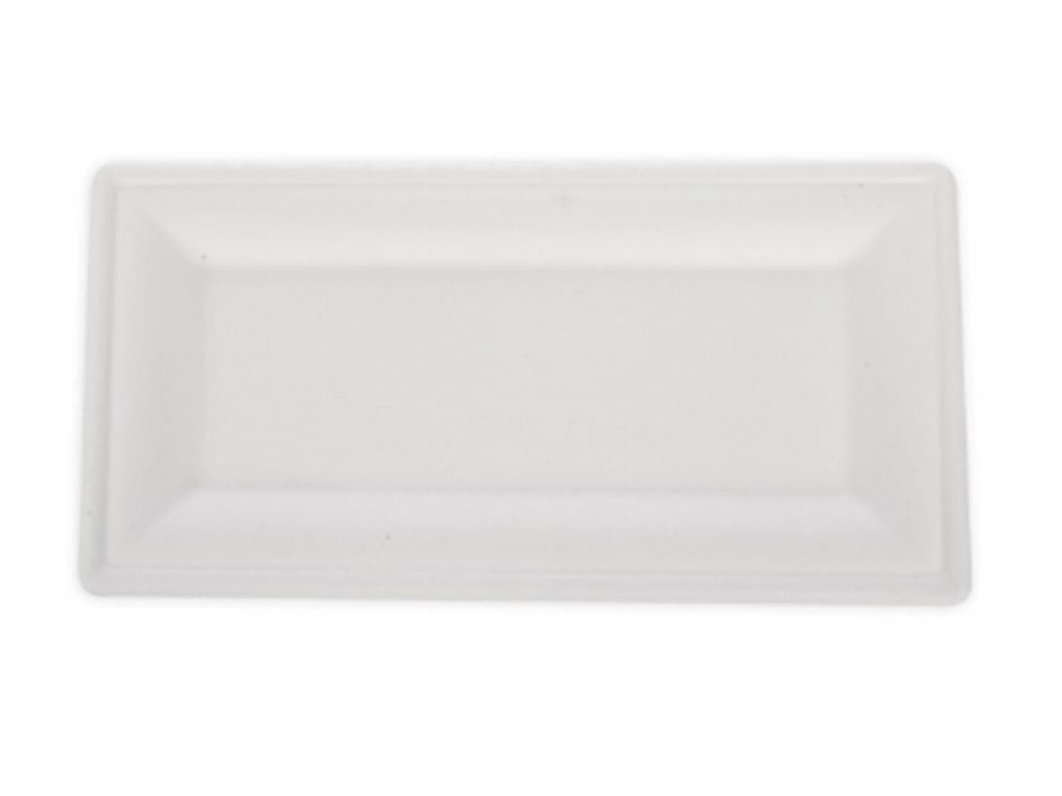Teller aus Bagasse rechteckig, 26 x 13 cm, weiss