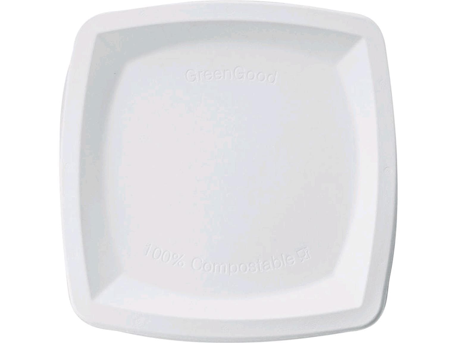 Teller aus Bagasse quadratisch, 17 x 17 cm, weiss