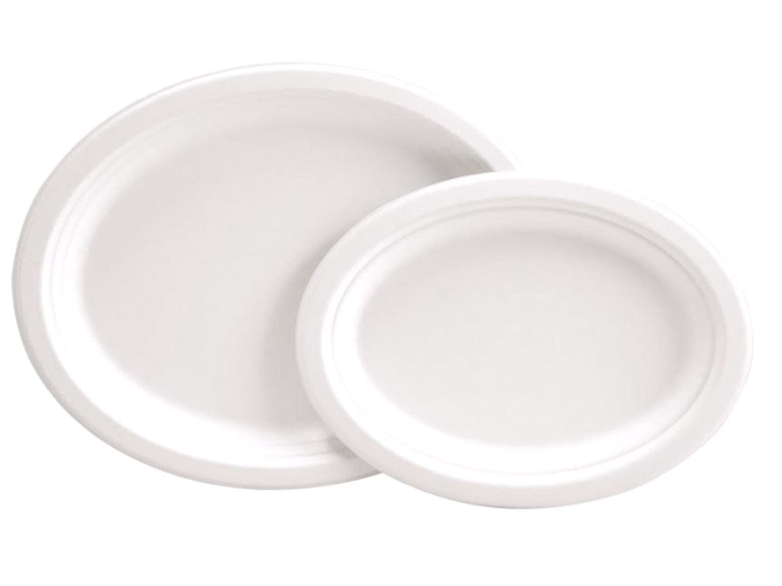 Teller Bagasse oval, 26.5 x 20 cm weiss