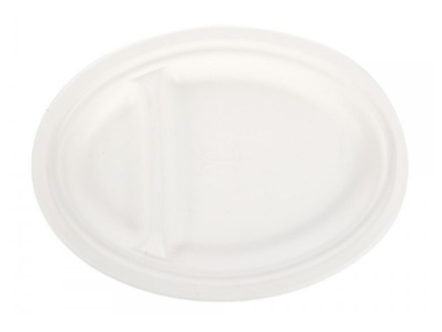 Teller Bagasse oval, 26 x 19 cm, 2-teilig, weiss