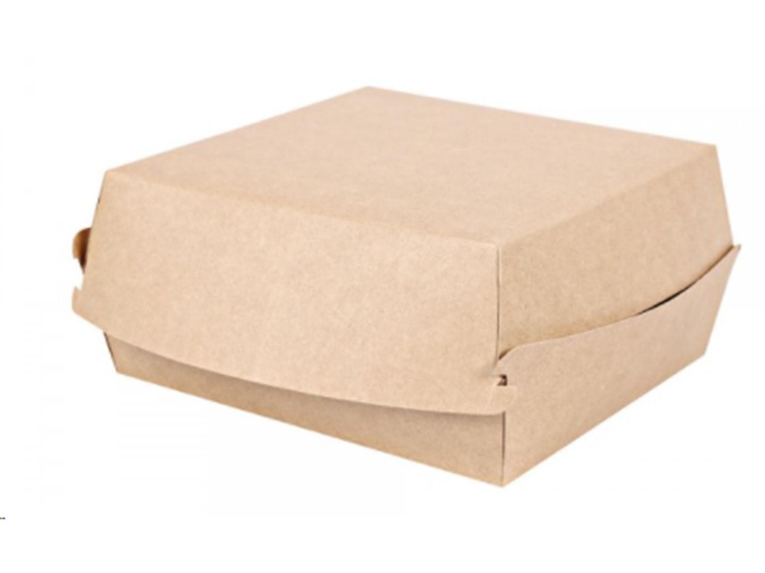 Hamburgerbox eckig aus braunem Karton, 155 x 155 x 84 mm, innen