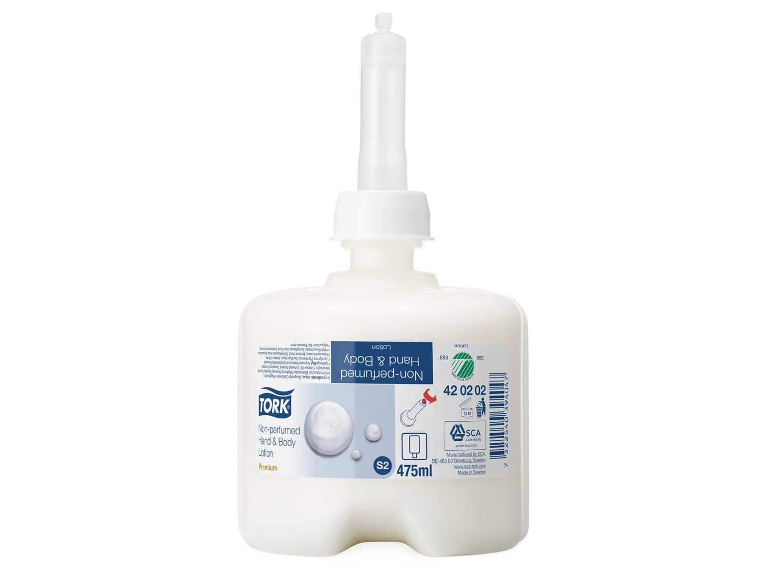 Hand + Bodylotion, Tork Premium (S2) 475 ml Flakon, weiss, für trockene