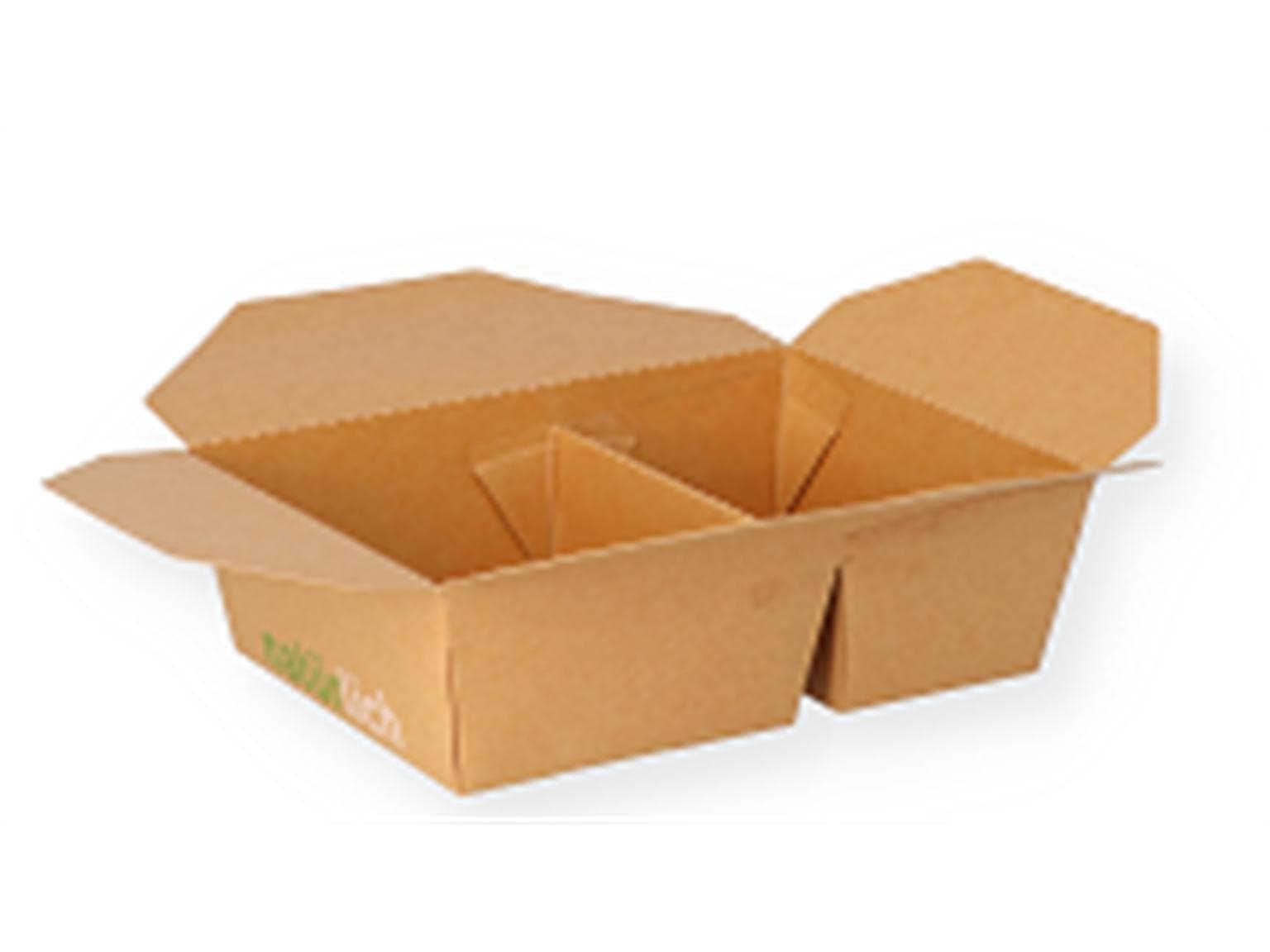 Menubox rechteckig aus braunem Kraft- karton, innen PE-beschichtet, mit