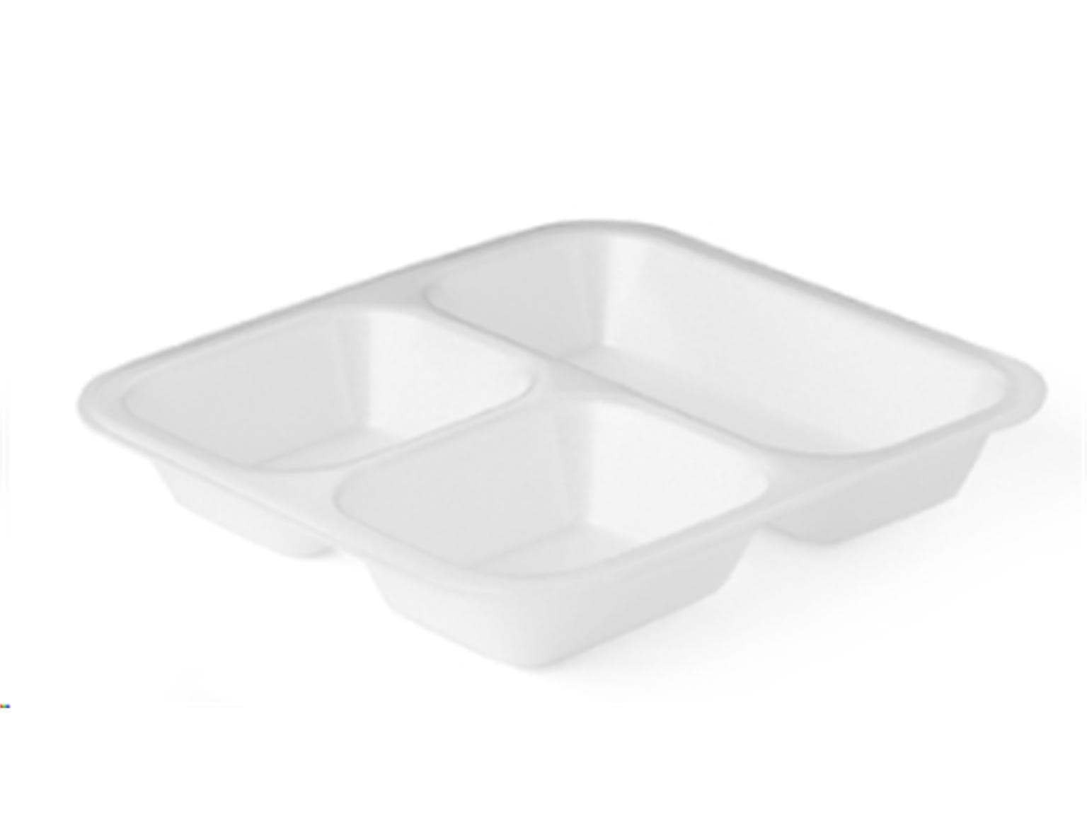 Menüschale Schaumpolystyrol (XPS), weiss 3-teilig, 265 x 247 x 42 mm,