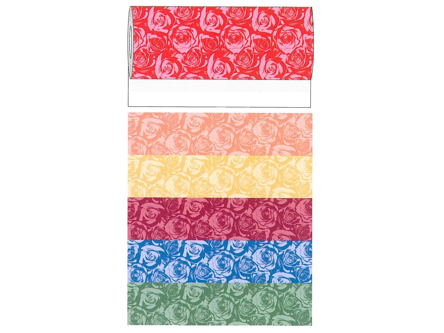 Tischläufer Airlaid 70 gm2, 40cm x 24lfm bordeaux, "New Roses" mit Perforation